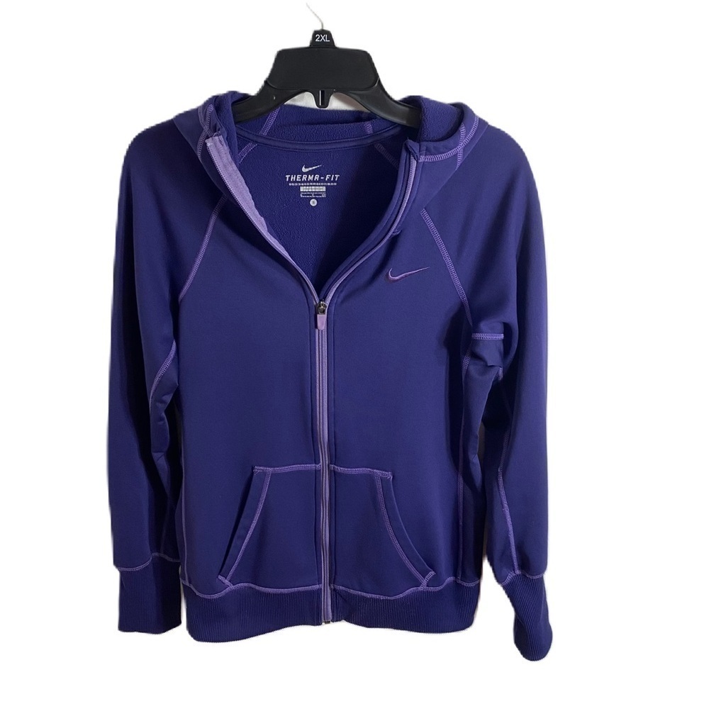 Nike Therma Fit Purple Sweatshirt Jacket Small Full Zip Hooded Women’s